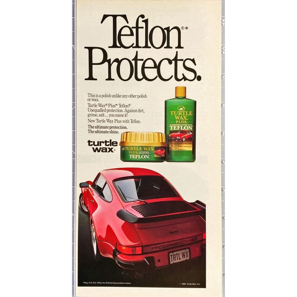 Turtle Wax Plus "Automobile Polish with Teflon" Vintage Print Ad 1989